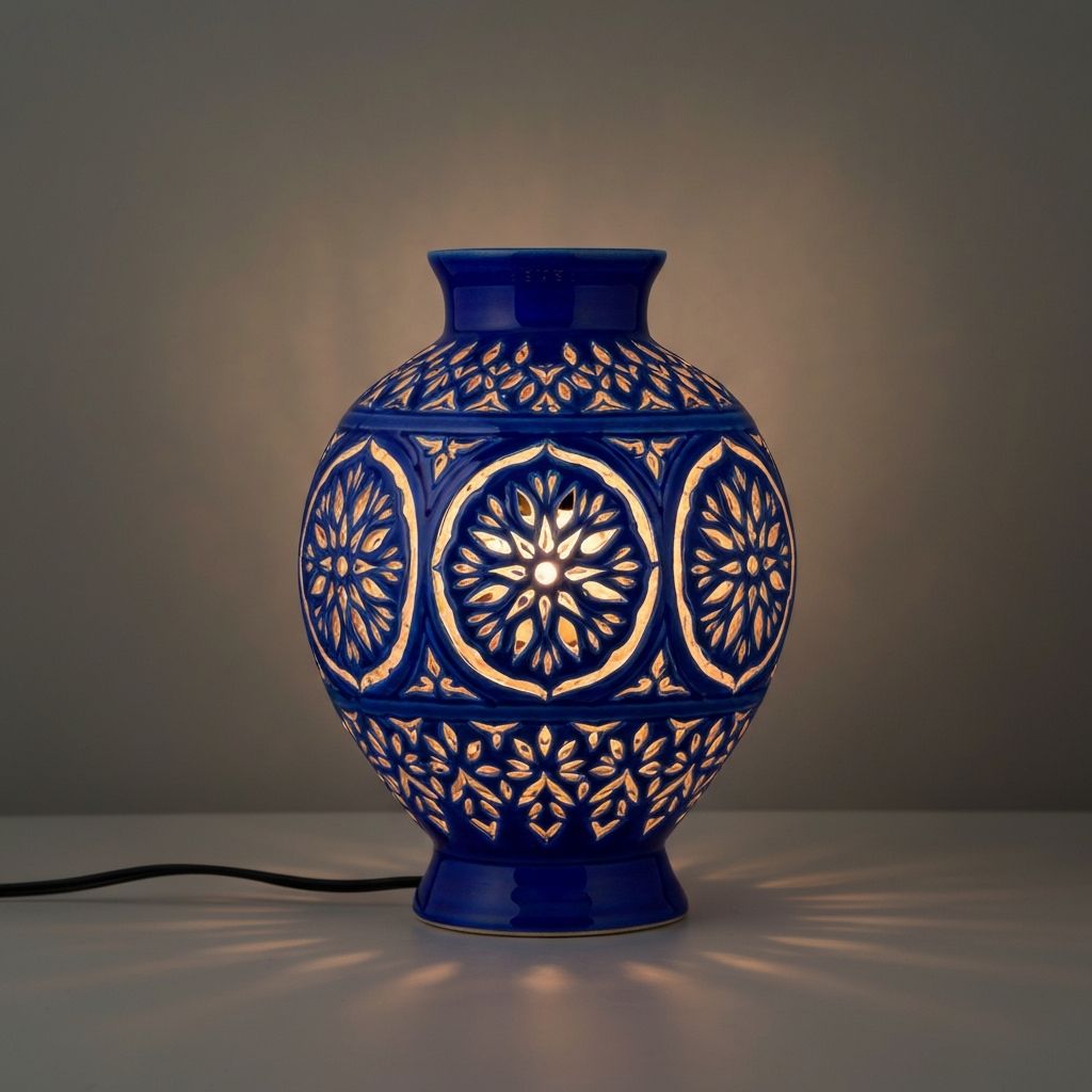 Blue Pottery Lamp Base
